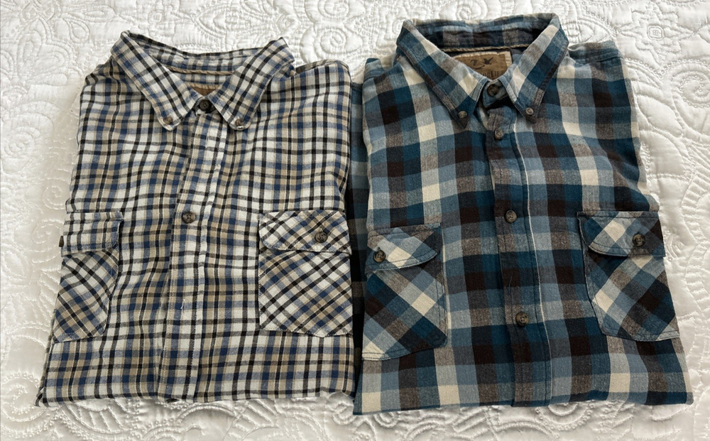 Lot of 2 "Flannel Shirts" Mens 3XL Plaid Button Outdoor Life Gorpcore Normcore